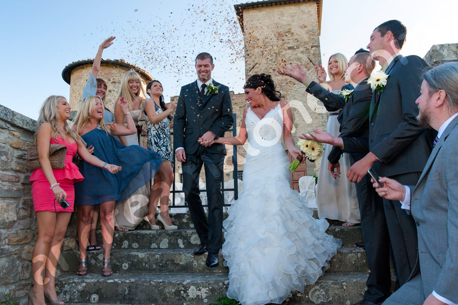 Destination Wedding Photography In Florence Tuscany Italy Rice And Confetti Throwing At The End Of Italian Wedding Ceremony