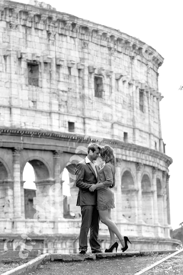 Romance at the Roman Coliseum in Rome Italy.