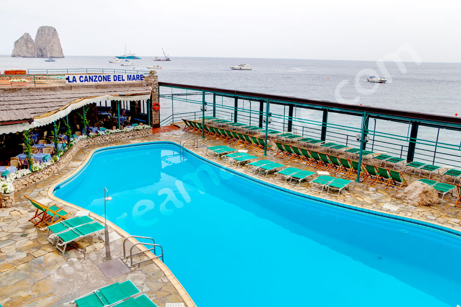 The pool at la canzone del mare on the island of Capri in marina Piccola 