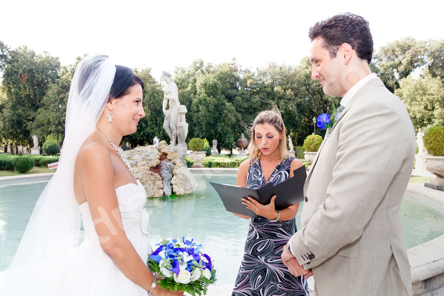 The wedding ceremony celebrated in park Villa Borghese