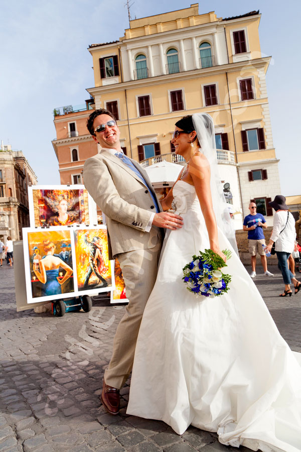 Ttogether on Piazza Trinita' dei Monti having fun and laughing