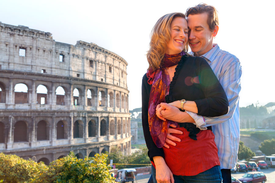 Beautiful end of shoot at the colossal landmark Colosseum 