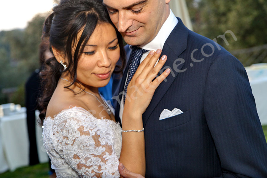 Bride and groom together during the first dance 