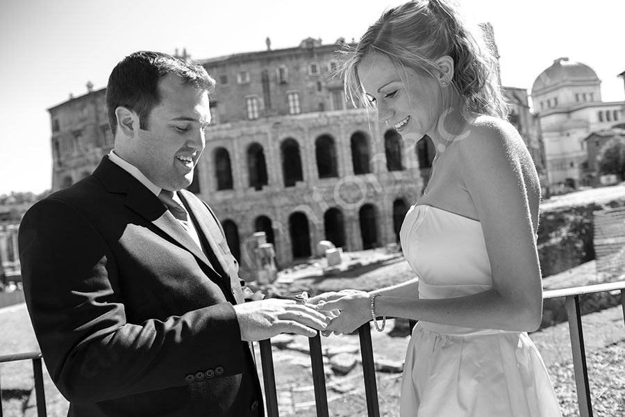 Black and white shoot at Teatro Marcello in Italy