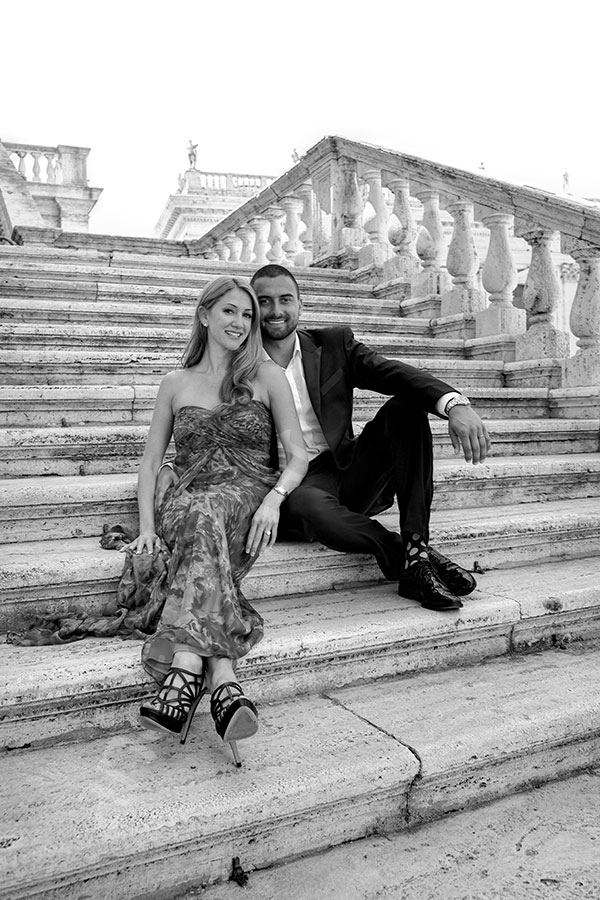 Sitting down on steps Piazza del Campidoglio Rome Italy