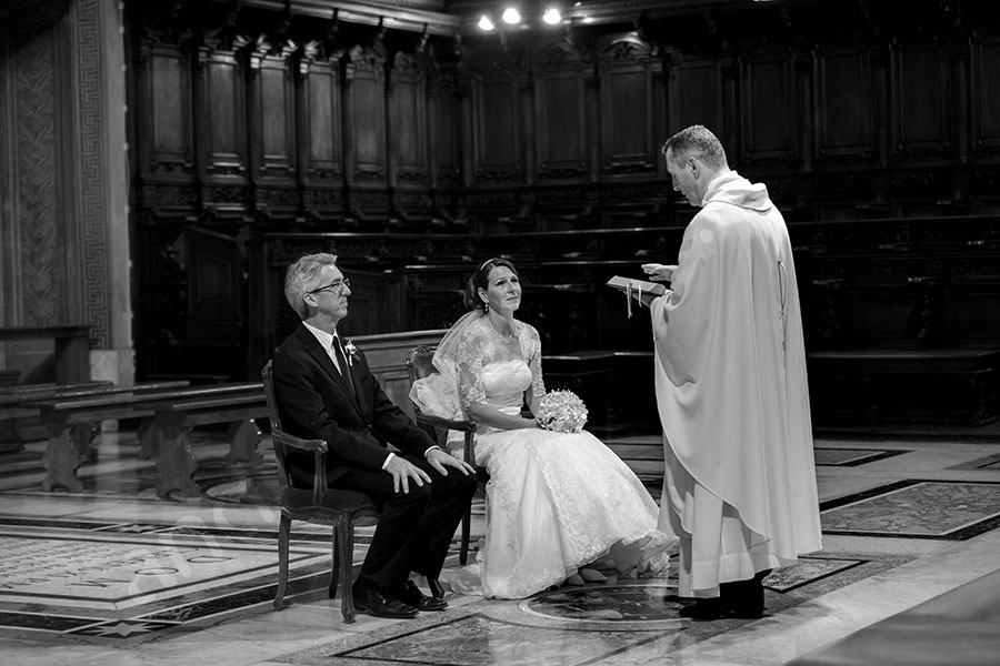 Wedding celebration during vows renewals inside Saint Peter's Church in Rome