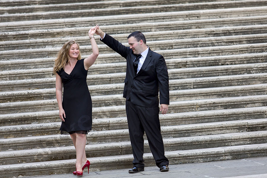 Dancing together on the steps of Piazza del Campidoglio 