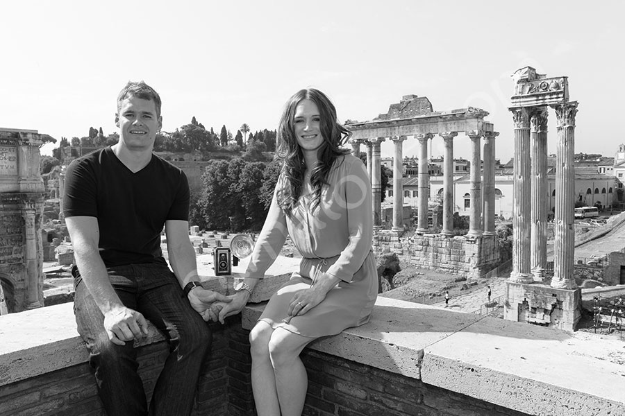 Posing and sitting for a portrait picture at the Forum