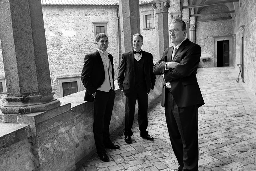 Groomsmen waiting photo b&w