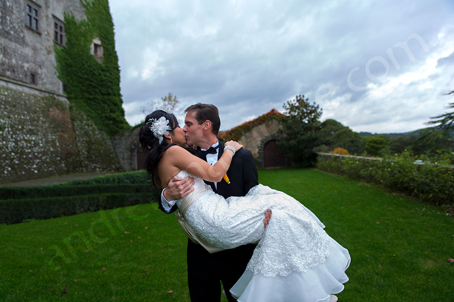 Groom kissing the bride