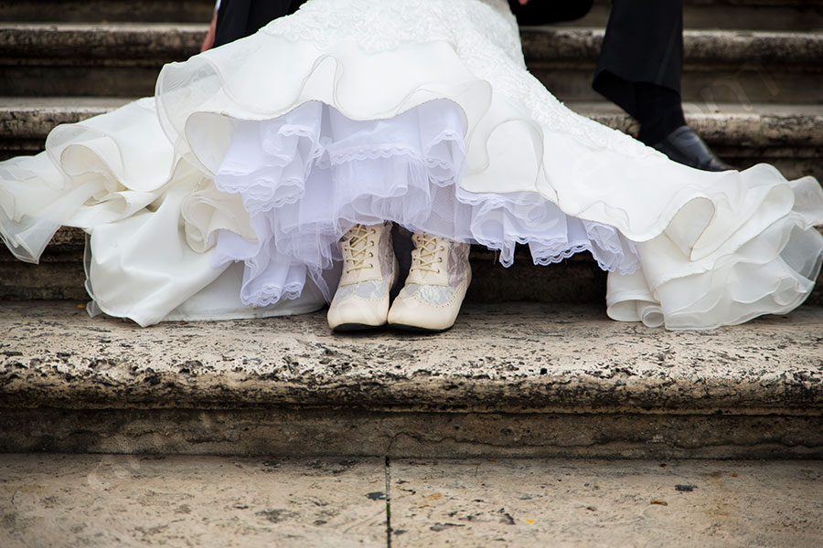 Bridal shoes on the Spanish steps. 