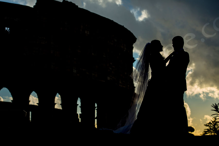 Silhouette at the Roman Colosseum.