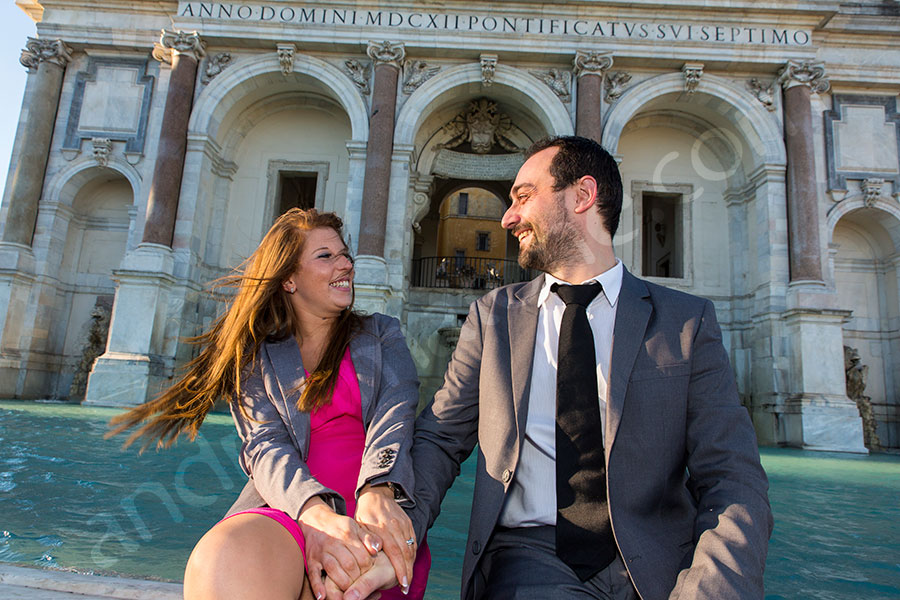 Engagement photographer Rome Italy. Laughing and having a good time during a photo shoot in Rome Italy