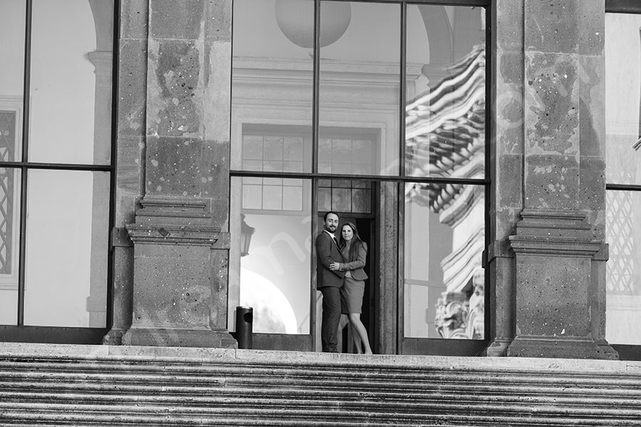 Couple photo on top of the Campidoglio staircase