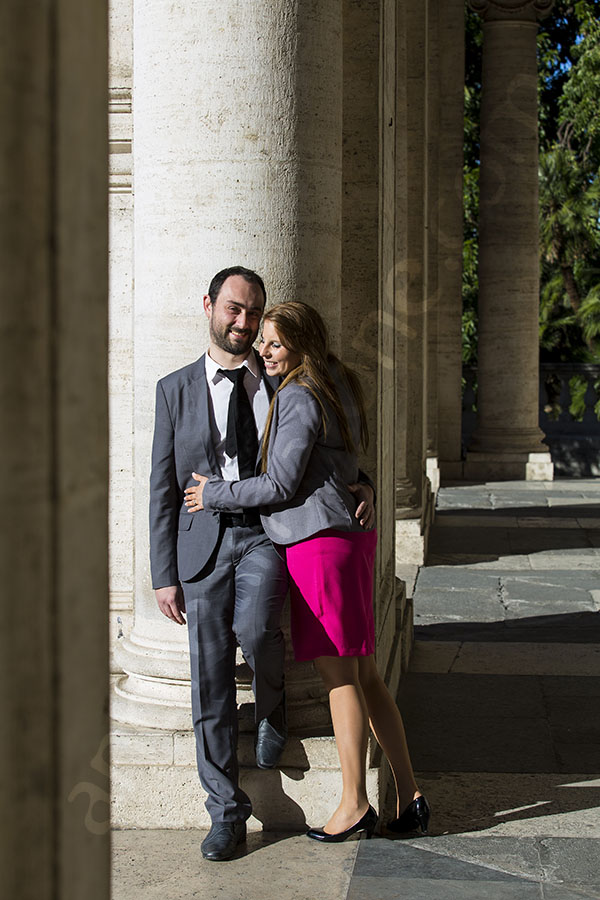 Romantically leaning close to one another photographer session Rome