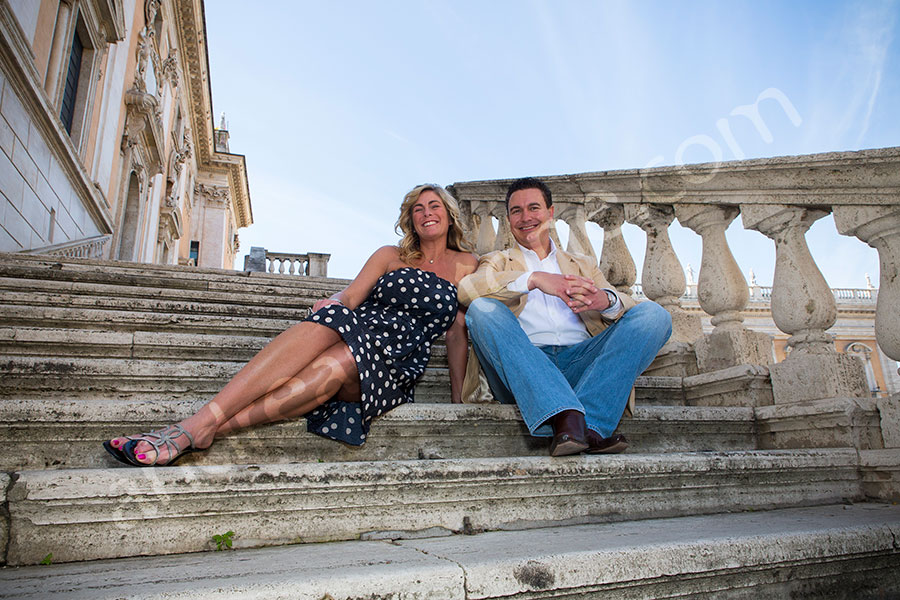 Sitting down on the steps in Piazza del Campidoglio