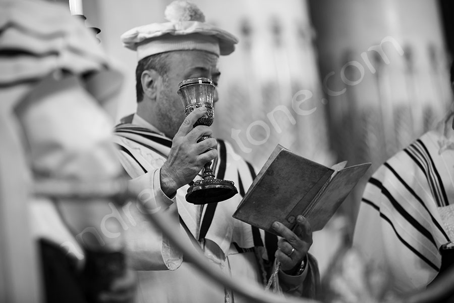 The rabbi during a Jewish matrimony.