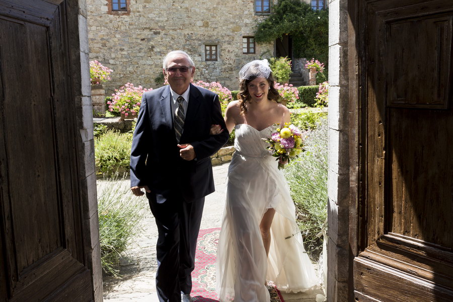 Entering Castello di Spaltenna in Gaiole in Chianti in Italy