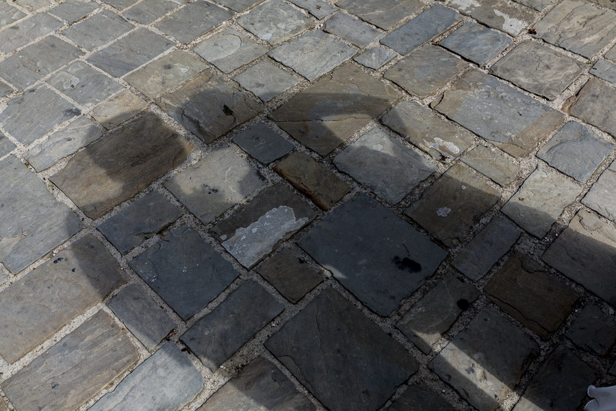 Shadow cast on the ground of a couple in love