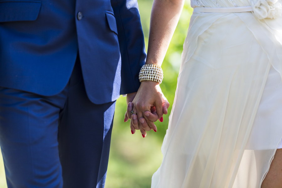 Holding hands together after the church matrimony 