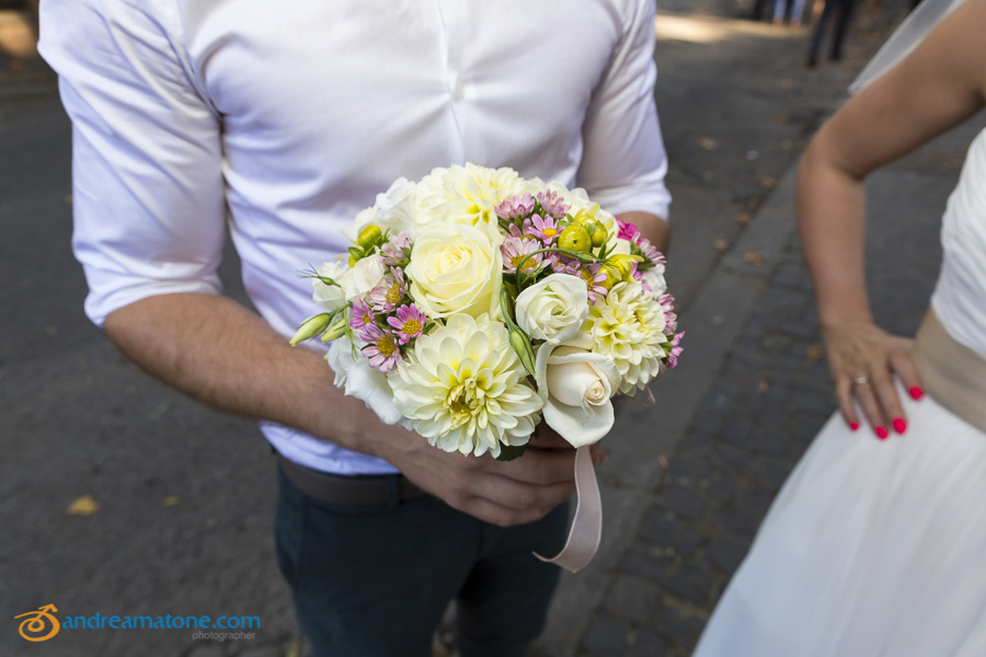 Groom with bouquet