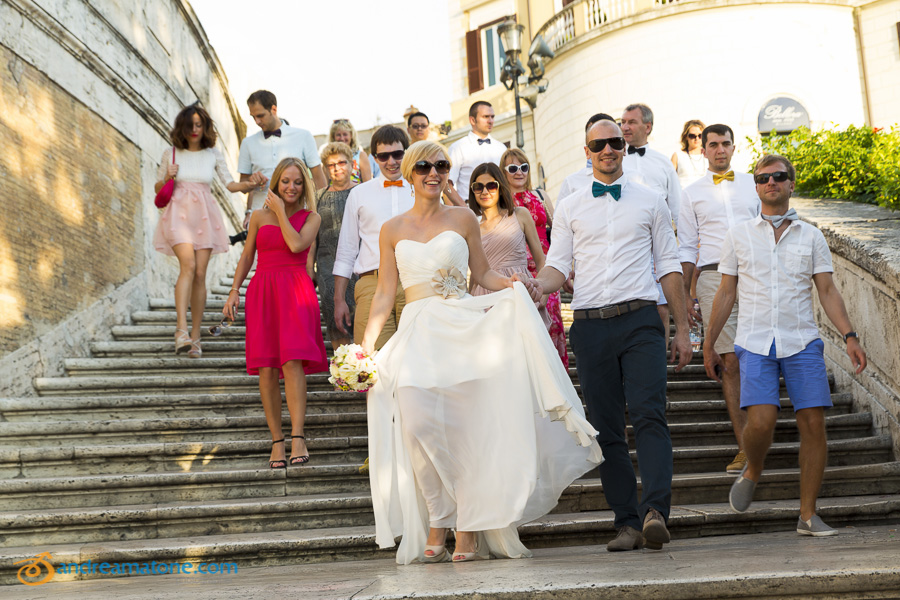 Guests descending stairs at the Spanish steps