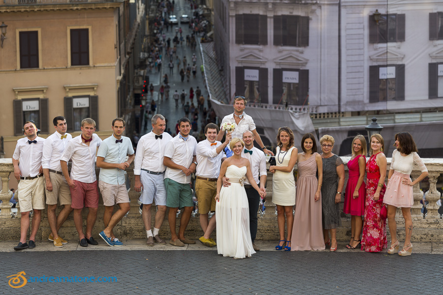 Wedding group picture in Rome