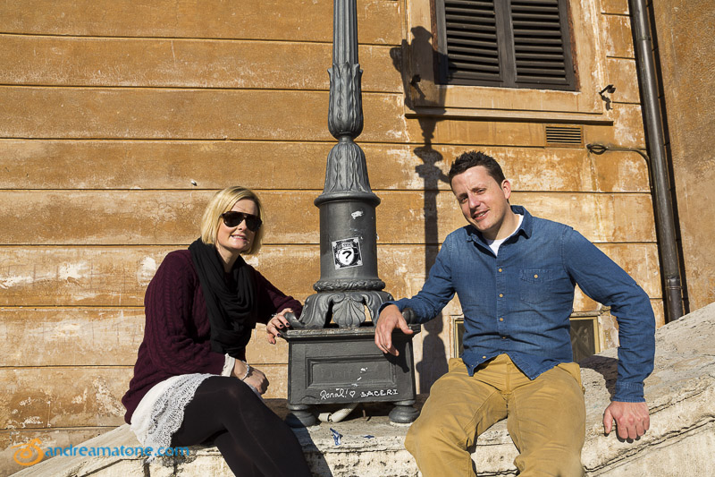 Engaged couple in Piazza di Spagna