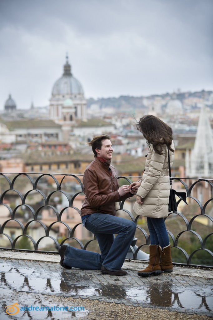 Surprise wedding proposal rome. Photos taken at Parco del Pincio in Rome Italy.