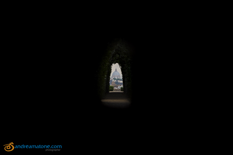 The Aventine Keyhole view of Saint Peter's Cathedral dome. Cavalieri di Malta. 