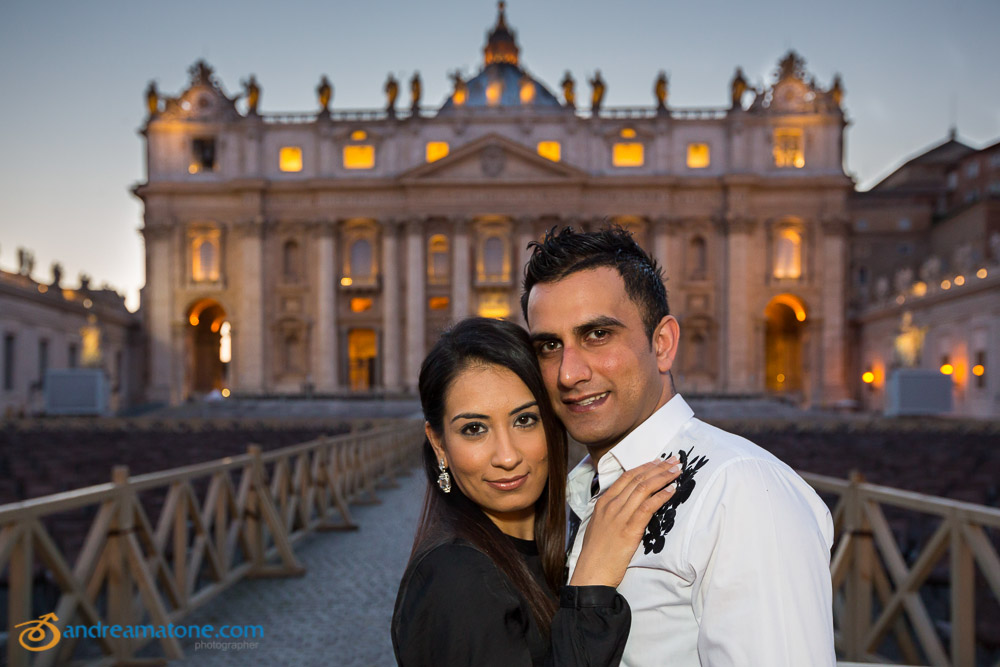 Up close portrait picture of a couple at the Vatican.