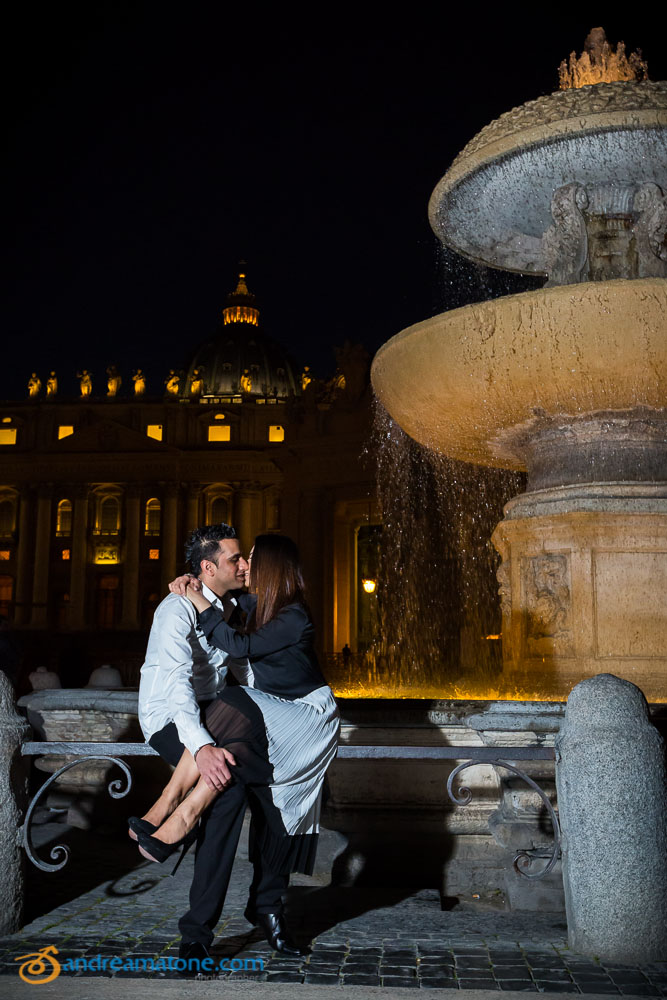 Underneath the water fountains in Saint Peter's square in the Vatican.