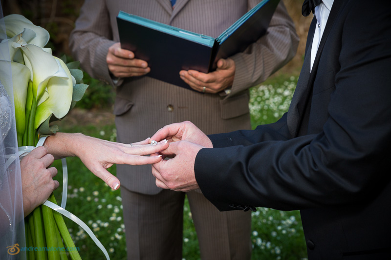 The exchange of the ring during the ceremony in Italy