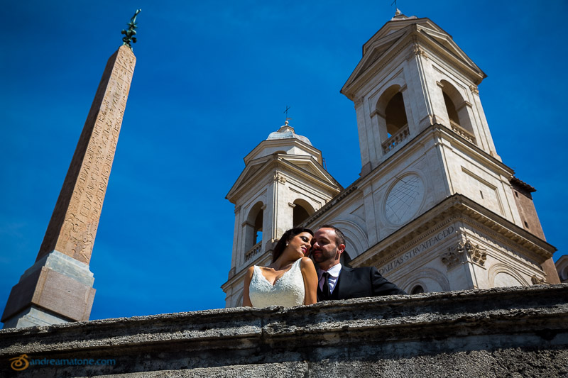 Kissing at Church Trinita' dei Monti.