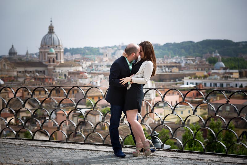 The joy and happiness of a couple during their engagement session in Rome