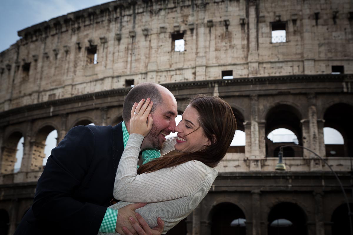 Romantically in love in front of the Coliseum