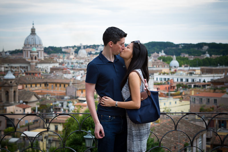 Engagement session overlooking the roman cityscape