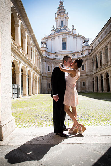 Wedding picture taken at San Ivo alla Sapienza in Rome Italy