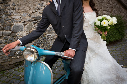 Wedding vespa ride