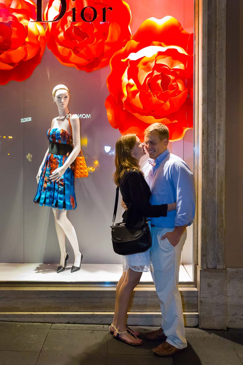 Photo taken in front of the Dior store in the roman fashion district in Italy.