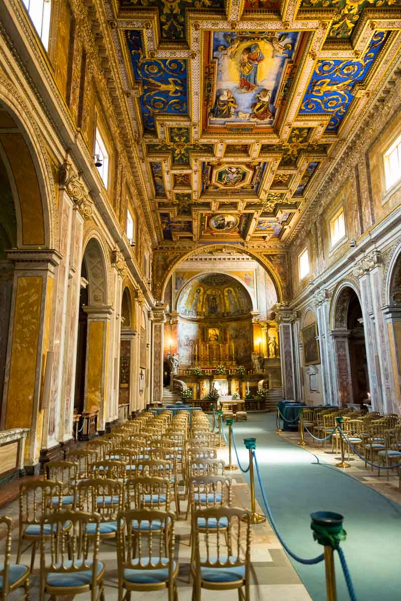 Interior view of Church San Francesca Romana in Rome Italy.