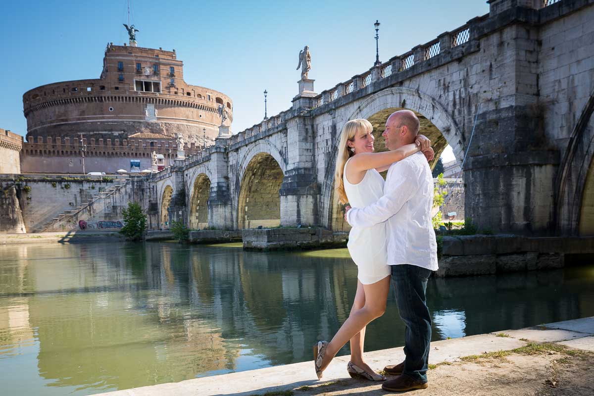 E-session underneath Ponte Castel Sant'Angelo. Tiber river bank.