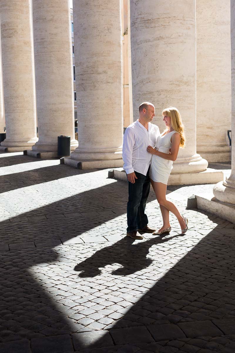 Picture session under the columns in Saint Peter's square in the Vatican.