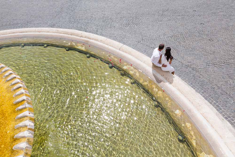 Wedding anniversary in Rome. Picture taken from above the water pool.