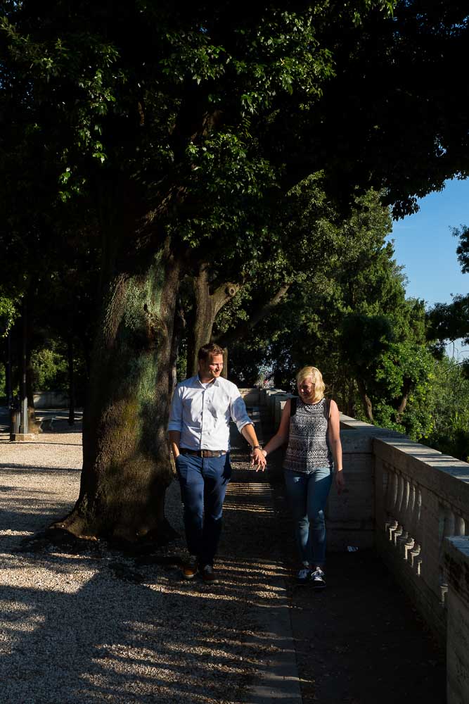 Couple in love walking in a park.