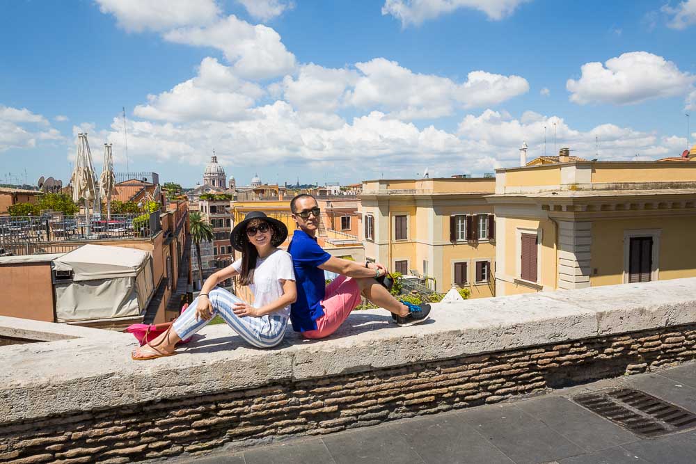 Sitting down before the sweeping view of the roman rooftops.
