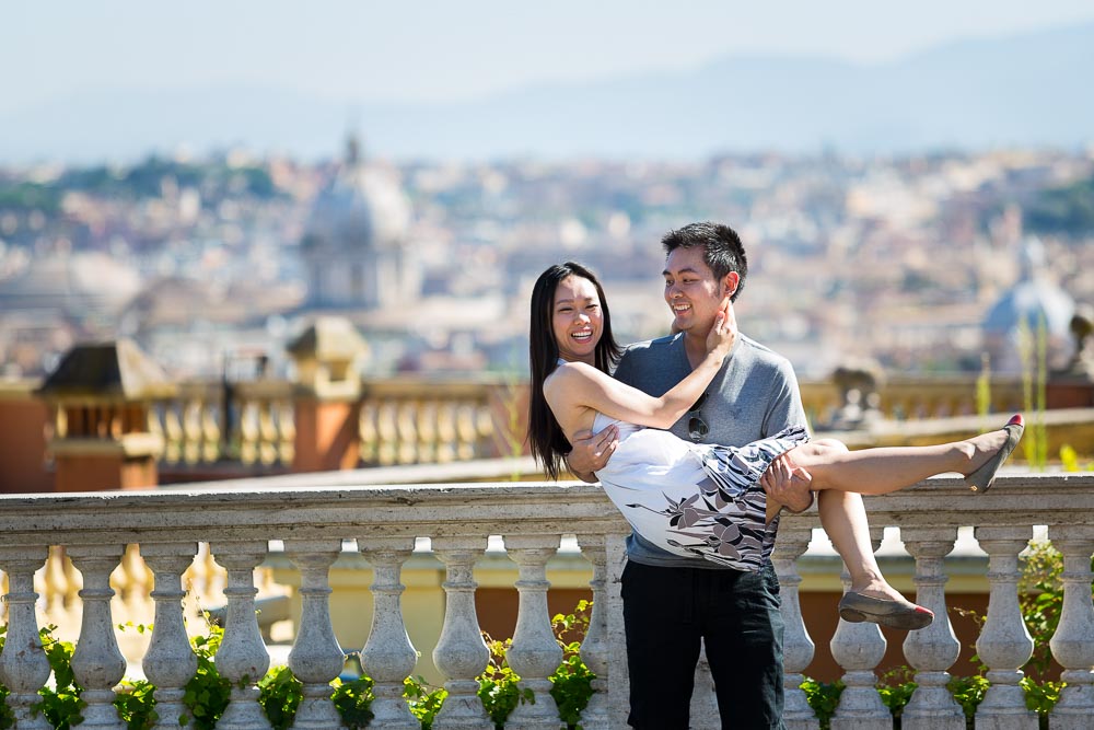 Couple together in Rome Italy at Gianicolo