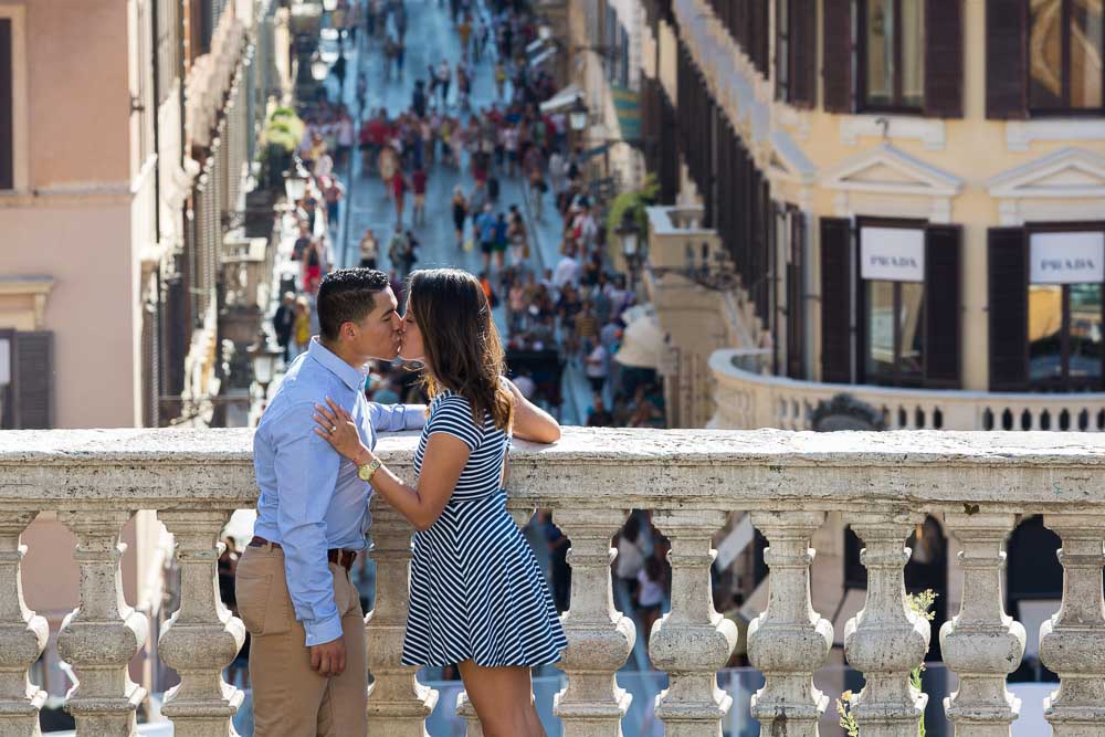 Kissing after a surprise proposal question.