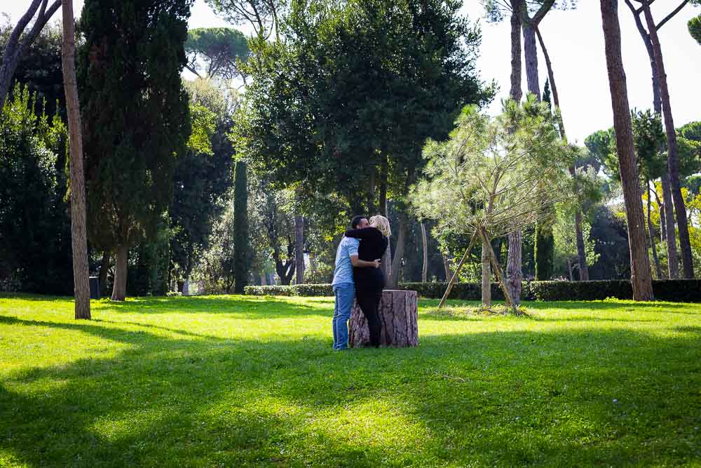 Photo of the surprise wedding proposal taken at a distance.