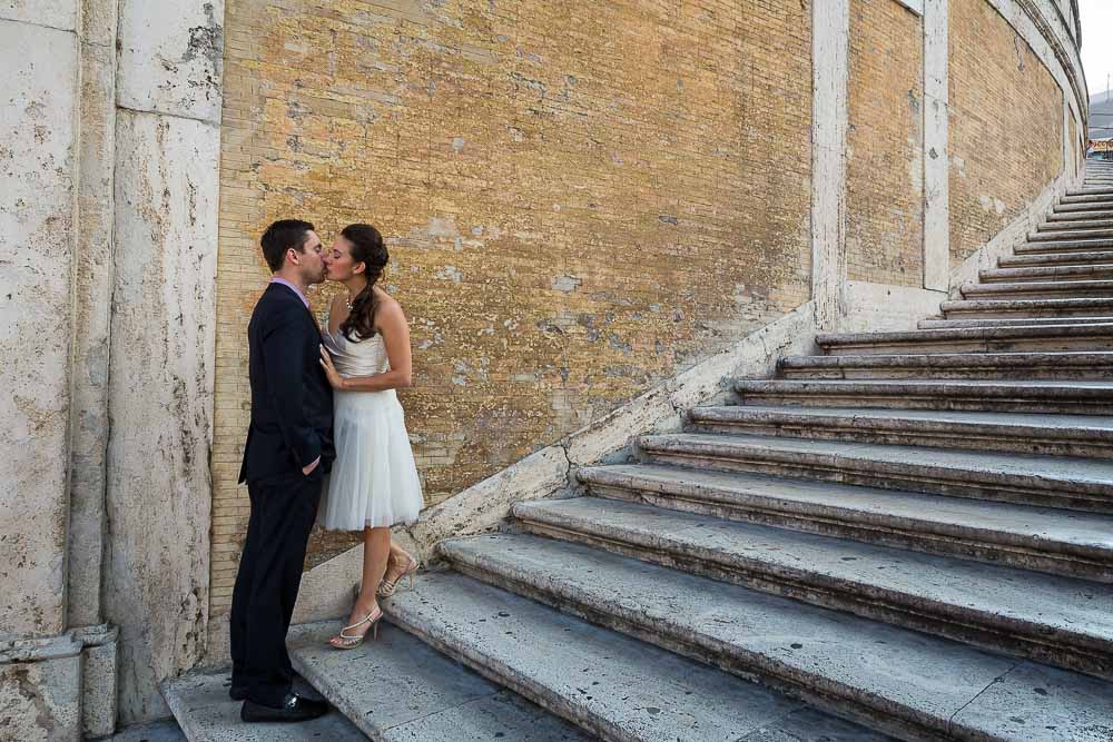 Photography session taking place on the steps of Piazza di Spagna.